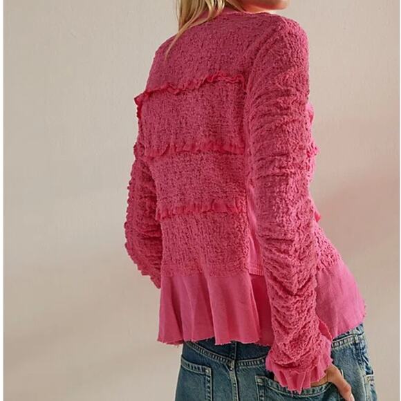 We The Free Demi Ruffle jacket textured lace artsy funky longsleeve bolero top - Picture 2 of 7